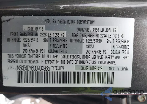 2016 Mazda Cx-5 Grand Touring z USA, uszkodzony, nr VIN JM3KE4DY6G0704965